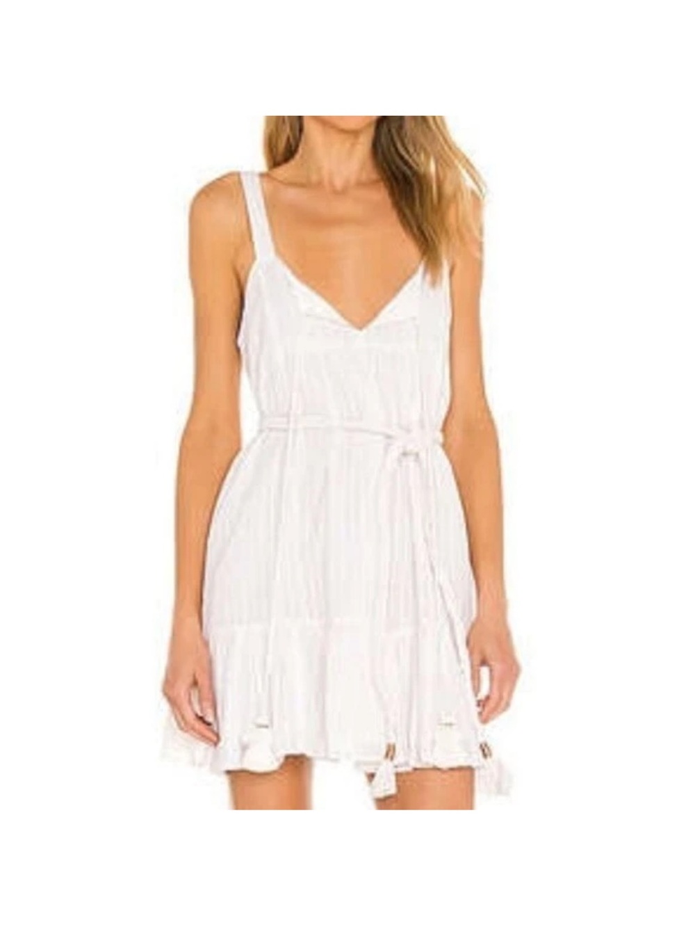 Karina Grimaldi White Avery Cotton Dress – Belt Not Included